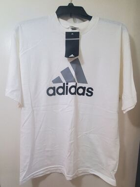 Adidas White Short Sleeve Tee with Black Logo
